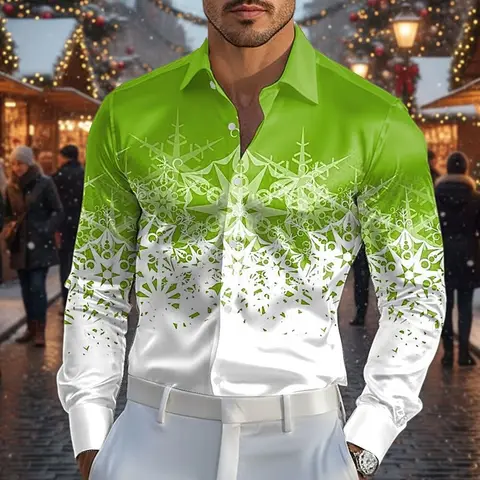 Camisas estampadas HD con copos de nieve de verano para hombre, 8 colores, adecuadas para uso informal en vacaciones, tallas grandes XS-6XL, envío rápido