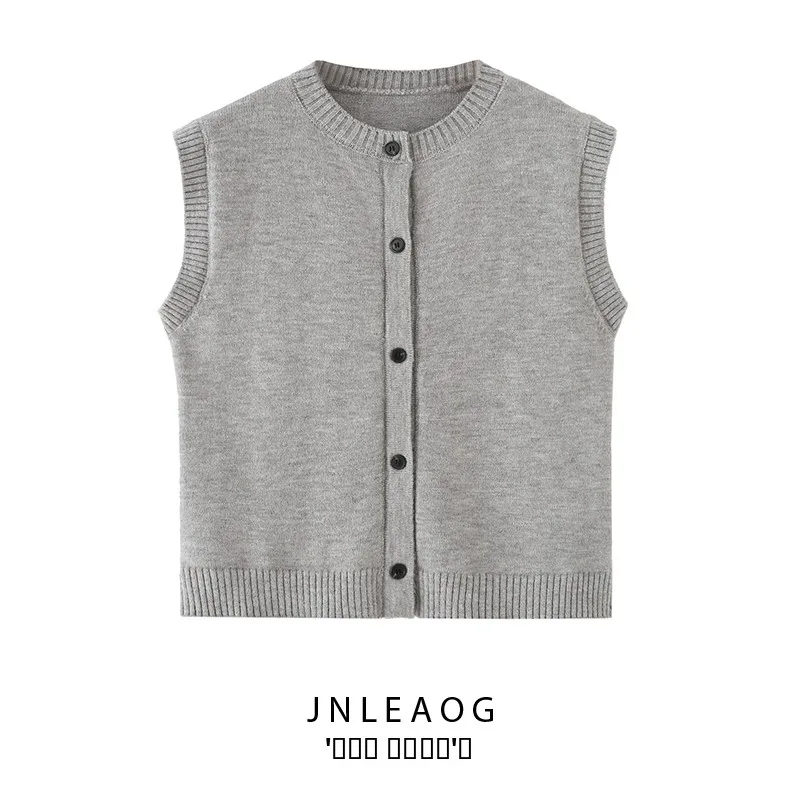 

Модный мягкий круглый вязаный жилет Ne Svel JNLEAOG, женский осенний новый кардиган из полиэфирного волокна с украшением на молнии