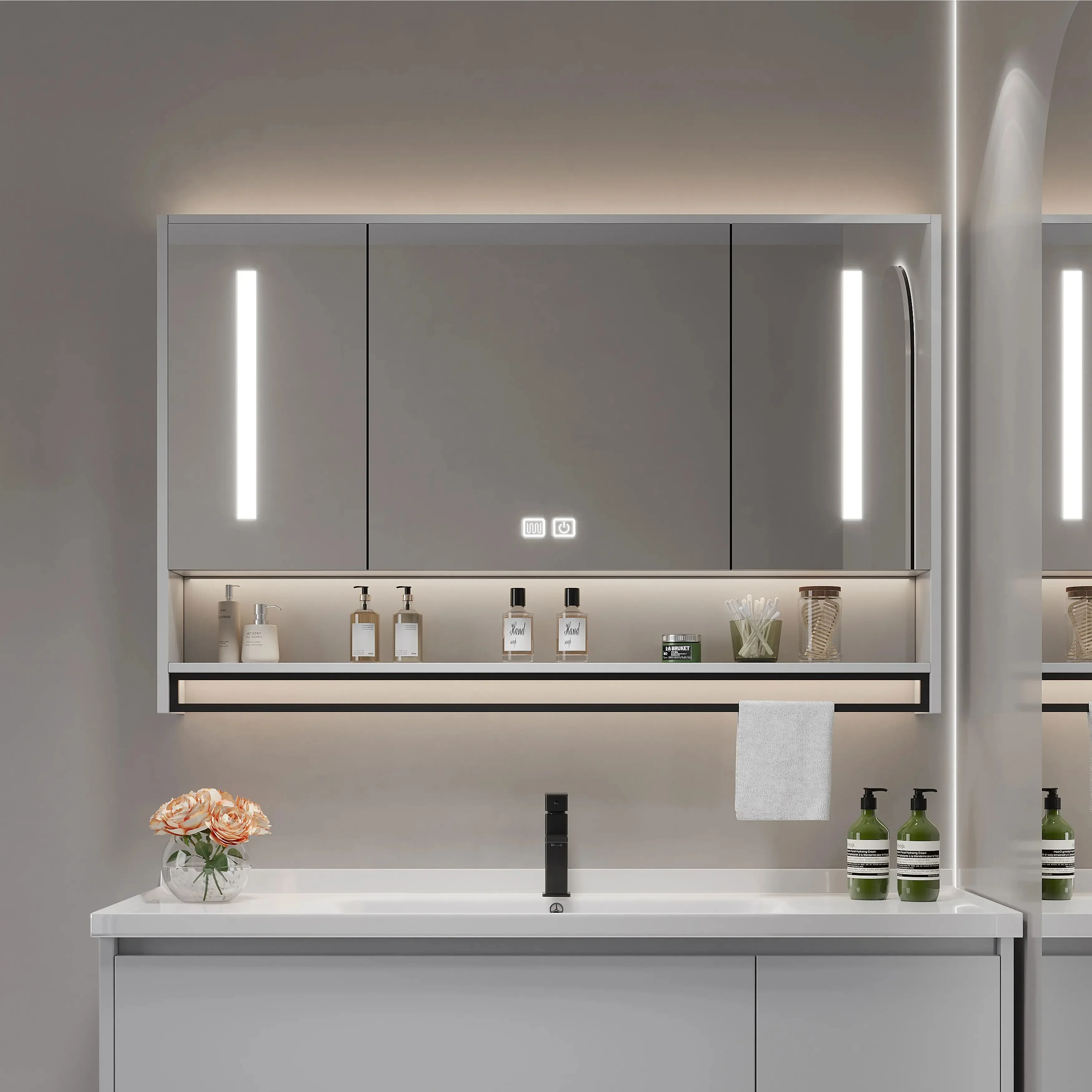 Intelligent beauty lamp mirror cabinet high definition silver mirror bathroom mirror cabinet bathroom  cabinet