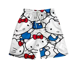 Hello Kitty Sanrio Summer Athletic Shorts Pants Y2K Flanella Ladies Pigiama Pants Loose Joker Home Fashion Casual Beach Pants