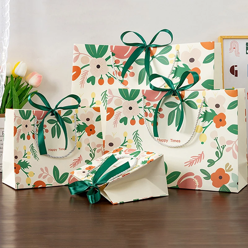 1pcsGift Bags Mother's Day Gift Wrapping BagsCartoon Tote Bags Birthday Paper Bags Bow Gift Packaging Bag image 4
