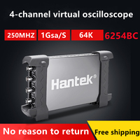 Hantek 6074BC 6254BC PC USB Virtual Oscilloscope 4-channel 70-250MHZ Bandwidth Digital Storage Oscilloscope Auto Testing Tools