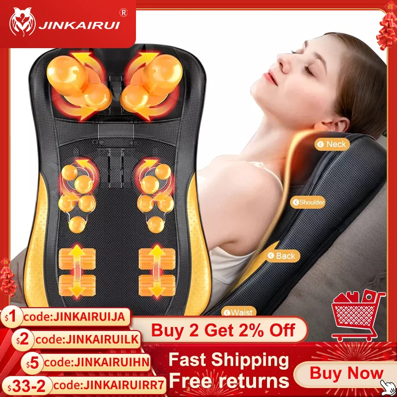 2023 Upgrade Back Massager Shiatsu Neck Massage Pillow Electric Cushion Deep with Heat Tissue Kneading for Shoulder Pain Relief