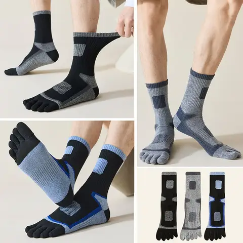 Man Sport Toe Short Socks Compression Sweat-Absorbing Fitness Outdoor Basketball Hiking Bike Badminton Tennis Five Finger Socks