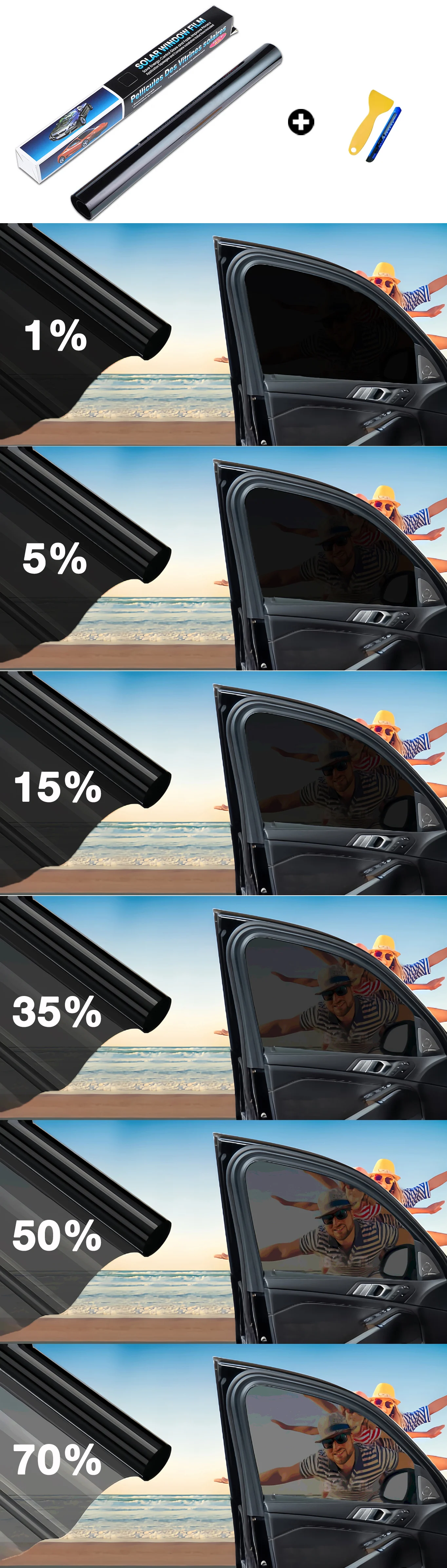 50 cm x 3/10 m Autofenster-Tönungsfolie, Sichtschutz-Vinylfolien, Sonnenschutz-Aufkleber, Fensterabdeckung, Schutzfolie für Glas, UV-Schutz für Autos, Sonnenschutz – Detail 11
