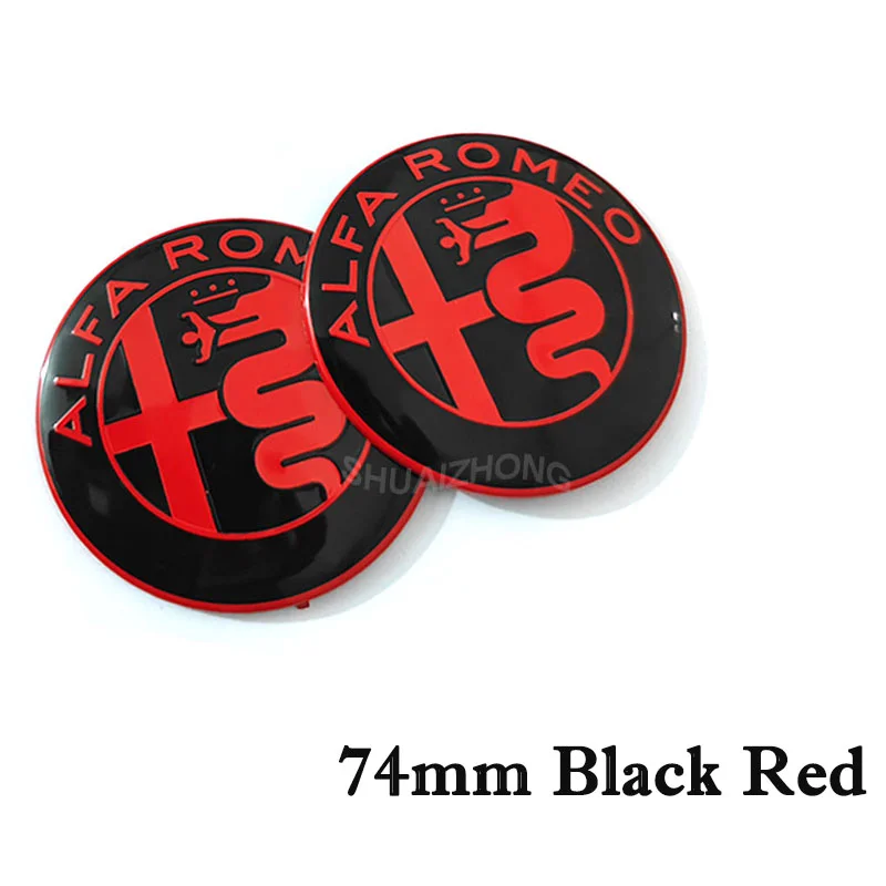 2pcs 74mm 3D Metal Alfa Romeo Sticker Car Styling Accessories For Auto Hood Front Grille Rear Trunk Middle Emblem Badge Logo