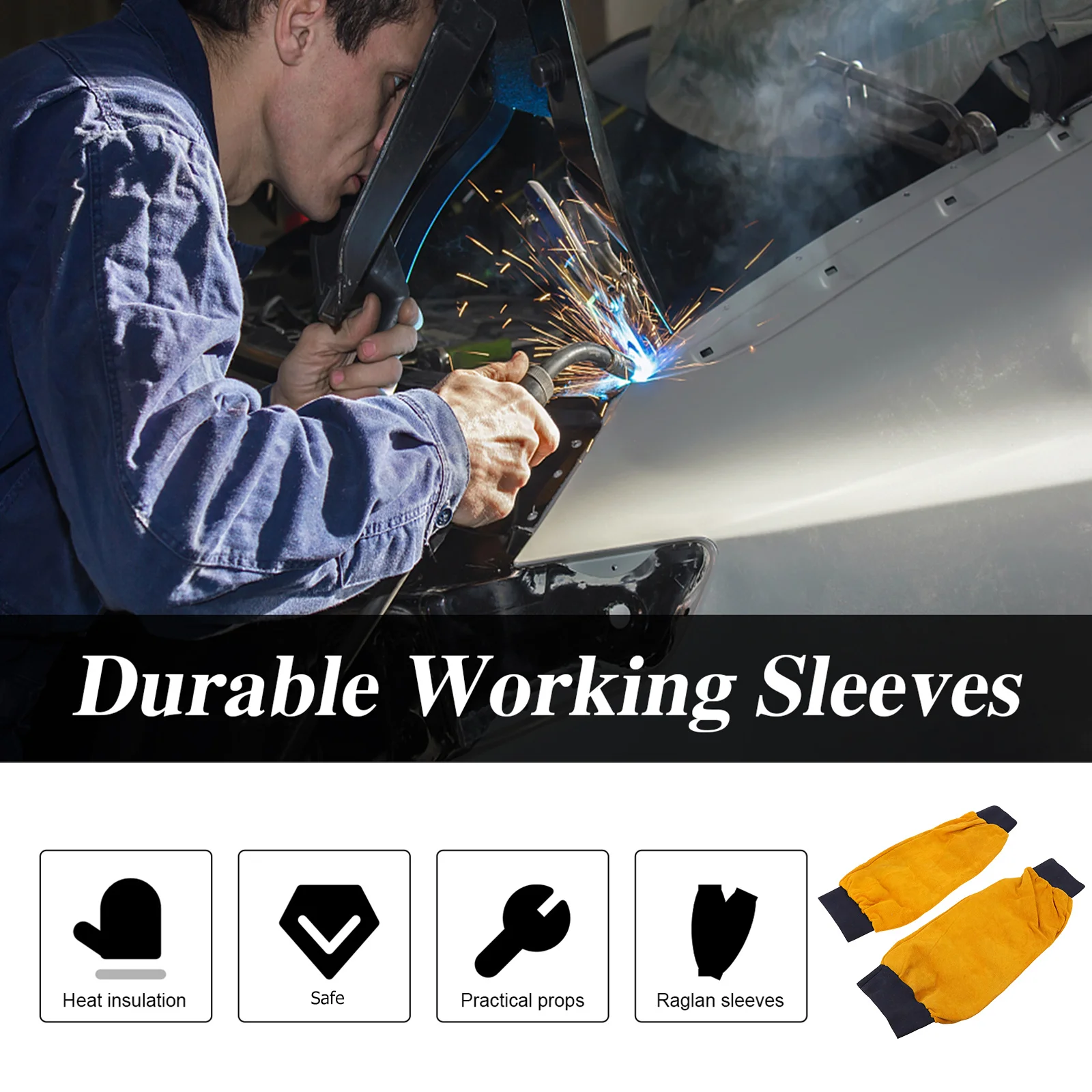 

Flame Heat Protective Durable Working Arm Long Forearm Heat Resistant Sleeves Guard Welding Arm Sleeves Yellow