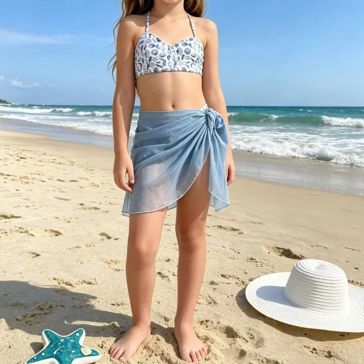 3-teilige Bikini-Sets für Teenager und Mädchen, Badeanzüge mit Überrock zum Schwimmen, Badeanzug für Mädchen, Strandkleidung, Sportbekleidung