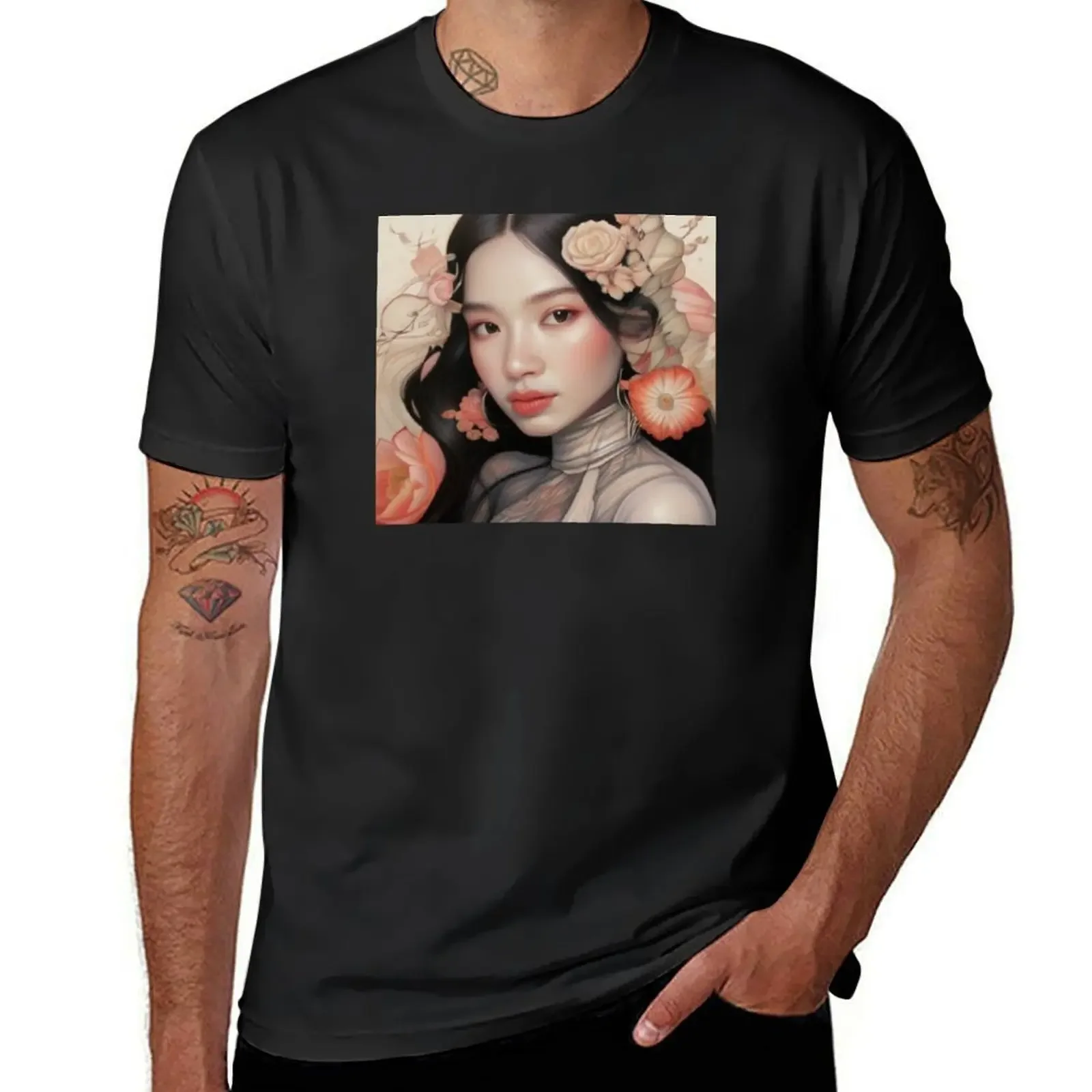 

Blooming Grace: Embracing Asian Beauty T-Shirt anime t shirts vintage anime shirt hippie clothes tshirts for men