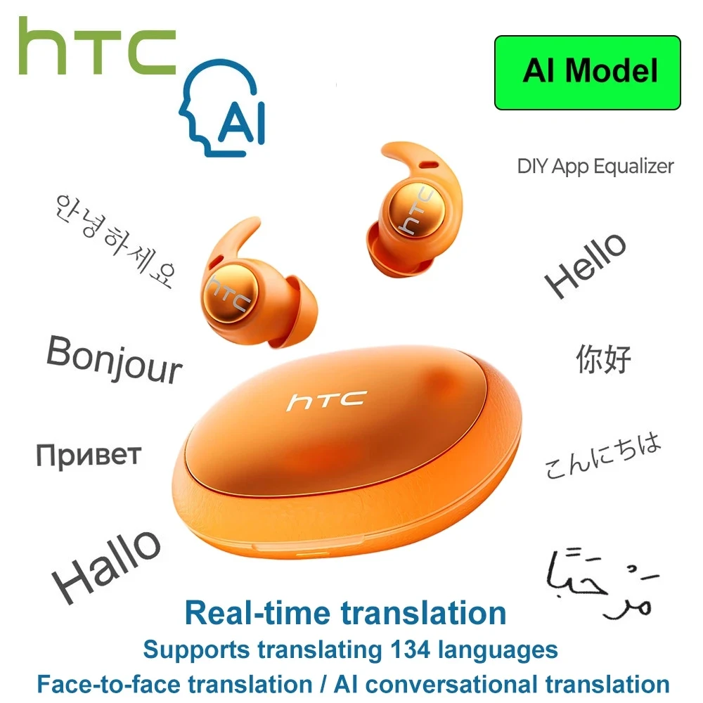 Geräuschreduzierende Schlaf-Ohrhörer HTC Original NE76 AI-Übersetzungs-Kabellose Bluetooth-Kopfhörer HIFI Musik Stereo-Sound Headset