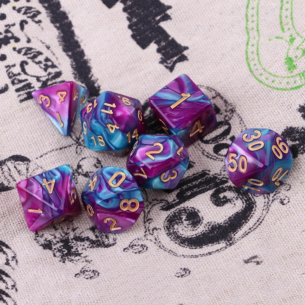 Playing Games for RPG Dungeons for RPG DnD D4 D6 D8 D10 D12 D20 Acrylic Dice Polyhedral Dice Double-Colors Mixed Color Dice