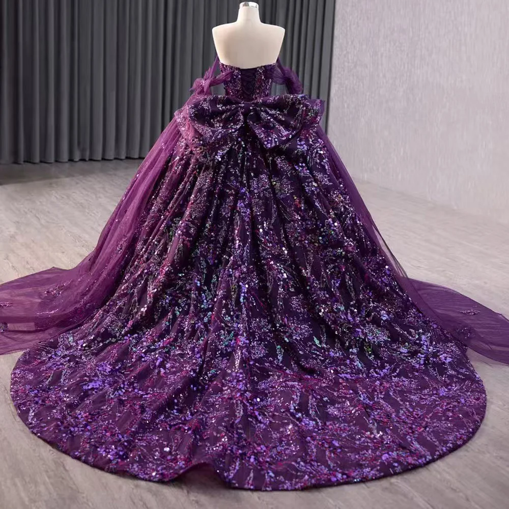 Robe Quinceanera chérie avec nœud au dos à lacets paillettes Abiti personnalisables pour filles robe d'occasion spéciale