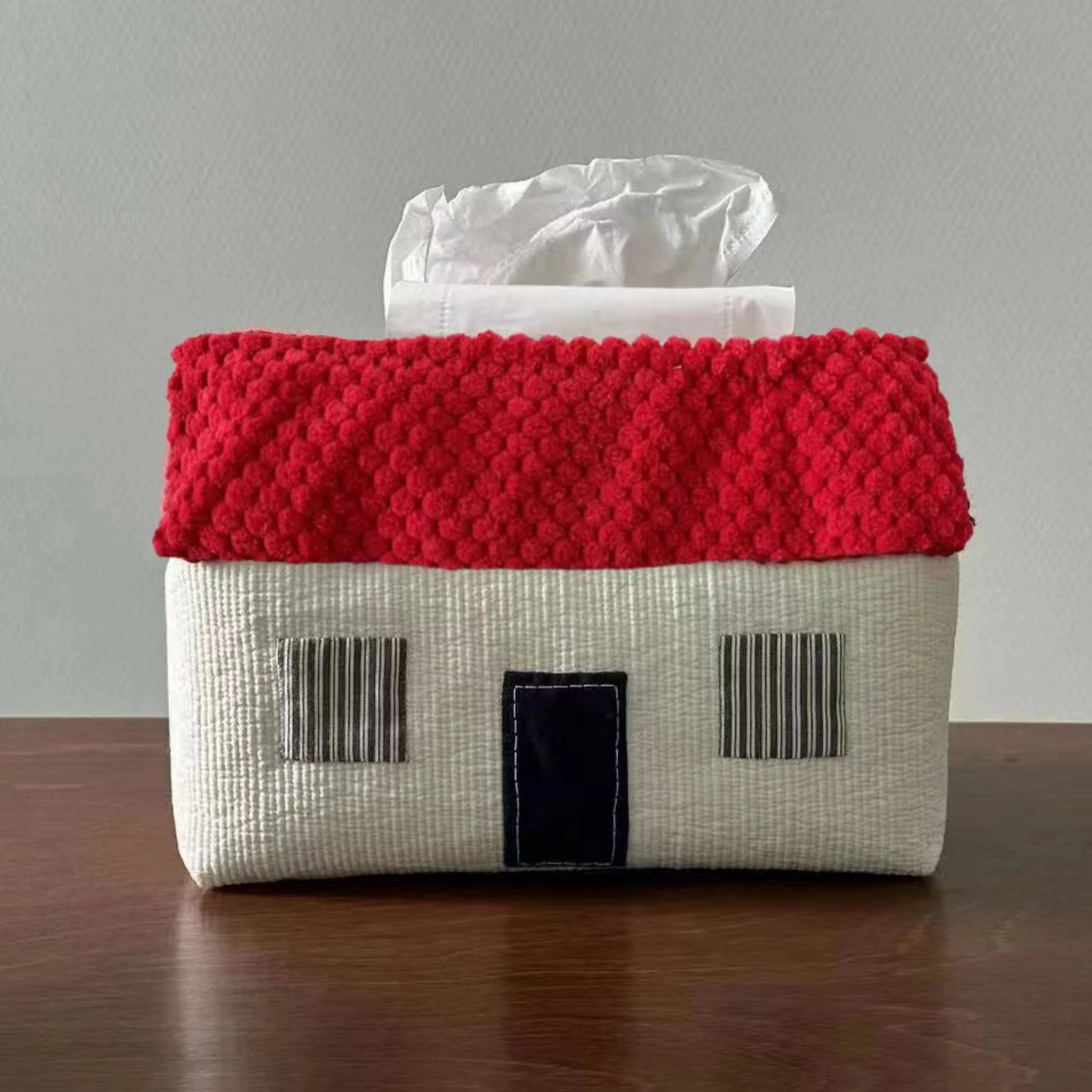 Cute Red Grey House Thickening Fabric Tissue Cover Tissue Storage Bag Creative Home Decoration Napkin Holder Kitchen Acceesories