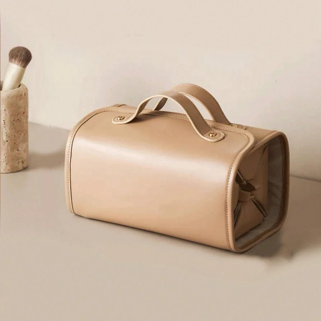 

New Folding Makeup Bag For Women Portable Large Capacity Four In One Travel Luxury PU Storage Bag Travel Vacation Toilet Bag