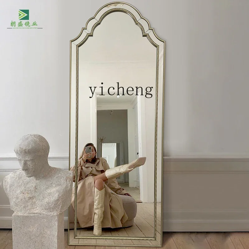 L7-14 European retro arch full-length mirror cloakroom full-length mirror clothing store fitting mirror against the wall