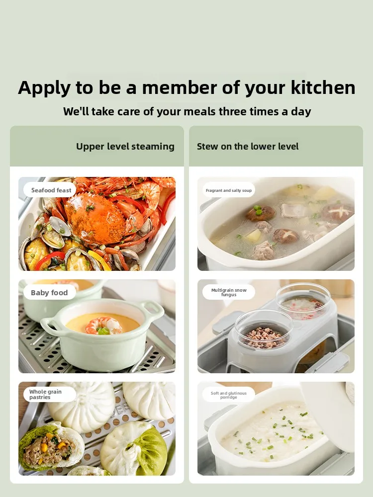 Steaming Saucepan. Electric Steamer, Multi-functional Water-proof Stew Reservation Cooking Pot
