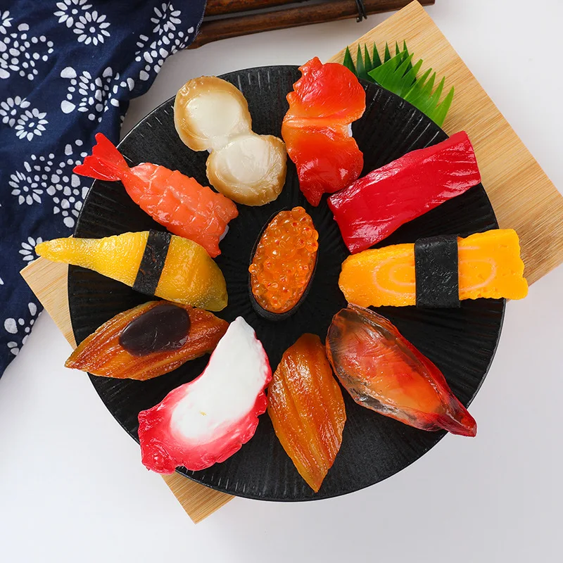 Miniatures Artificial Fake Sushi Simulation Cute Pvc Material Fish Prawns Salmon Slices Model Painting Props Supplies