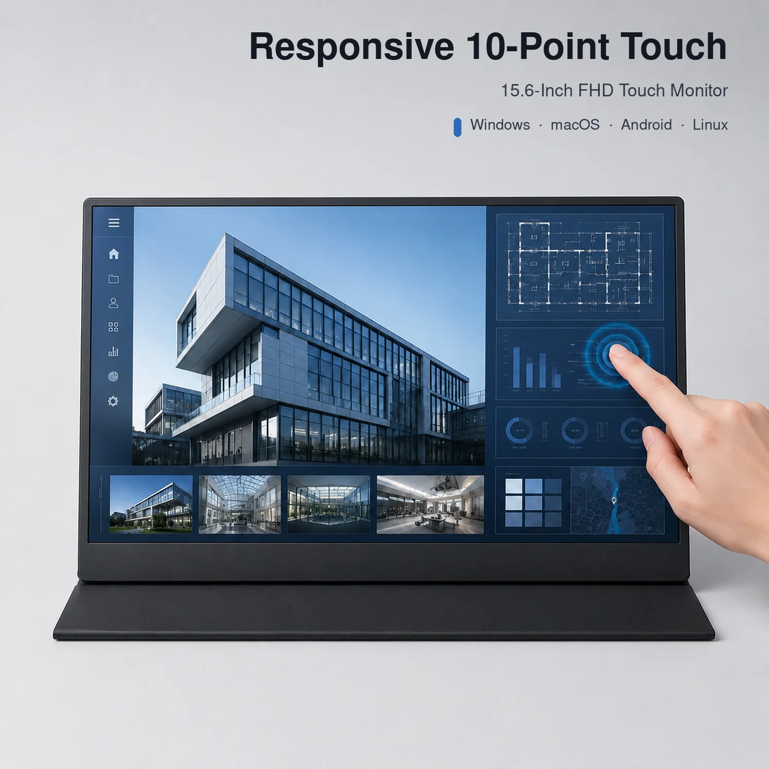 10 Point Touch Screen Portable Monitor 15.6 Inch FHD USB C Display For Windows OS Android Linux OEM ODM