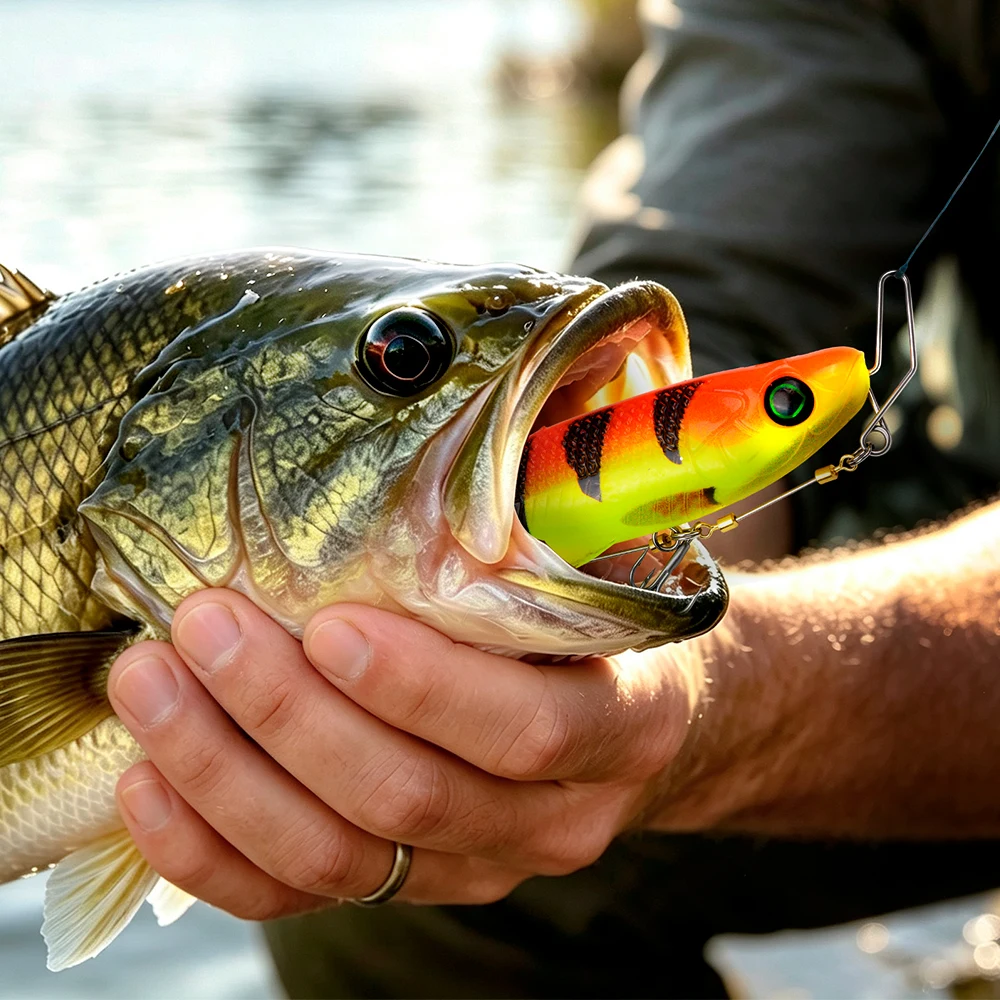 Sunlure 2/5/8 Stück T-Tail Weichköder mit 3D-realistischen Fischaugen, Swimbait, künstlicher Silikon-Shad-Köder für Bass, Salzwasser-Angelzubehör – Detail 5