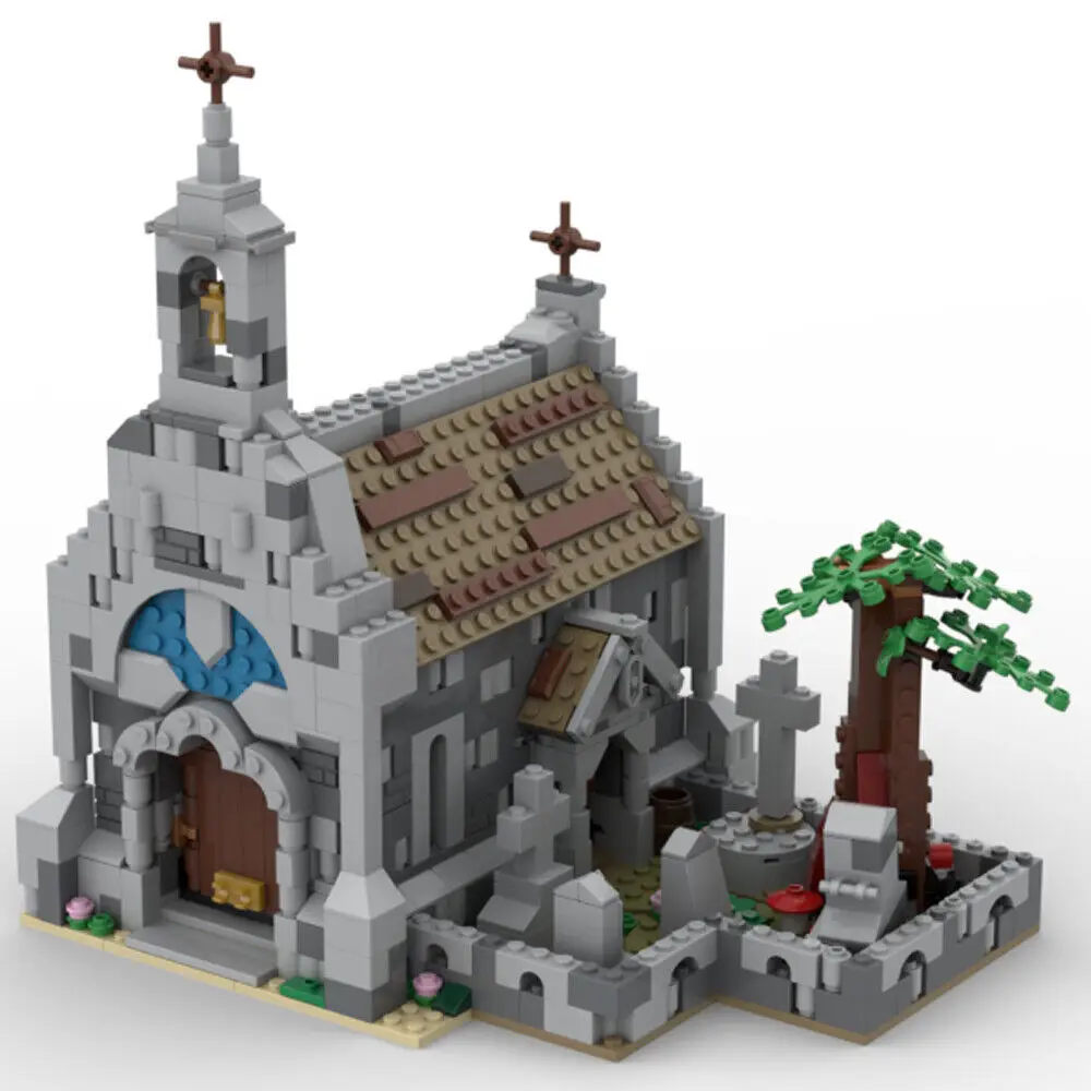 

Medieval Chapel with Graveyard and Tree Building Toys Set 1006 Pieces MOC