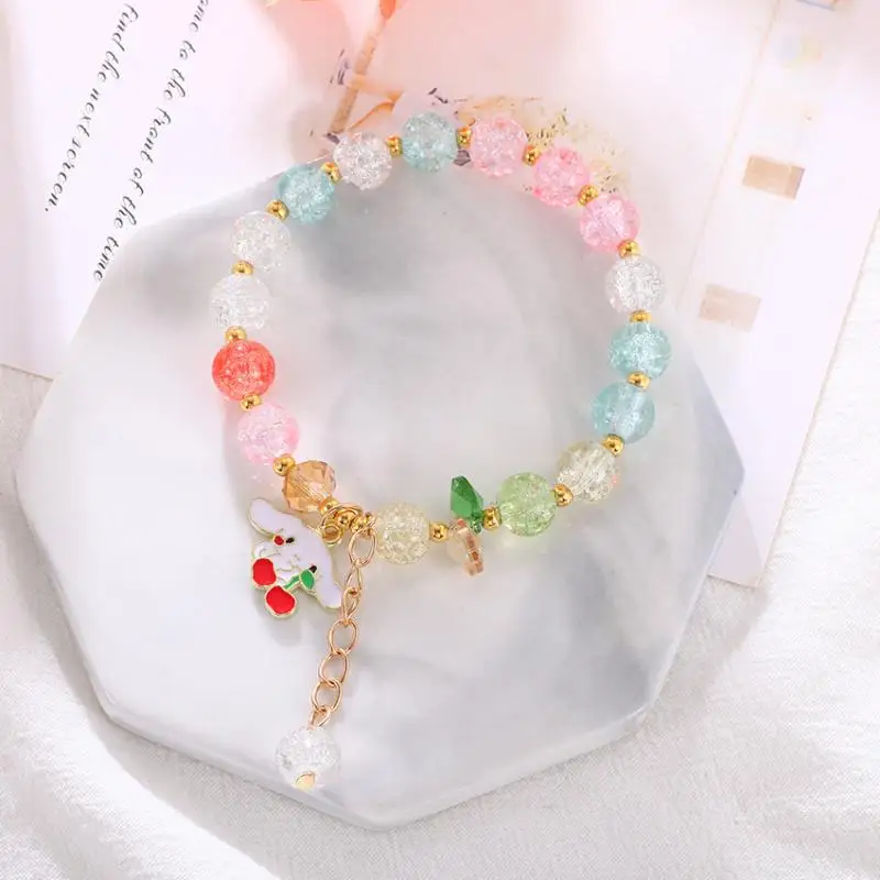 Sanrio My Melody Kuromi Cinnamoroll Popcorn Bracelet Children\'s Bead Bracelet Crystal Kawaii Cartoon Birthday Present