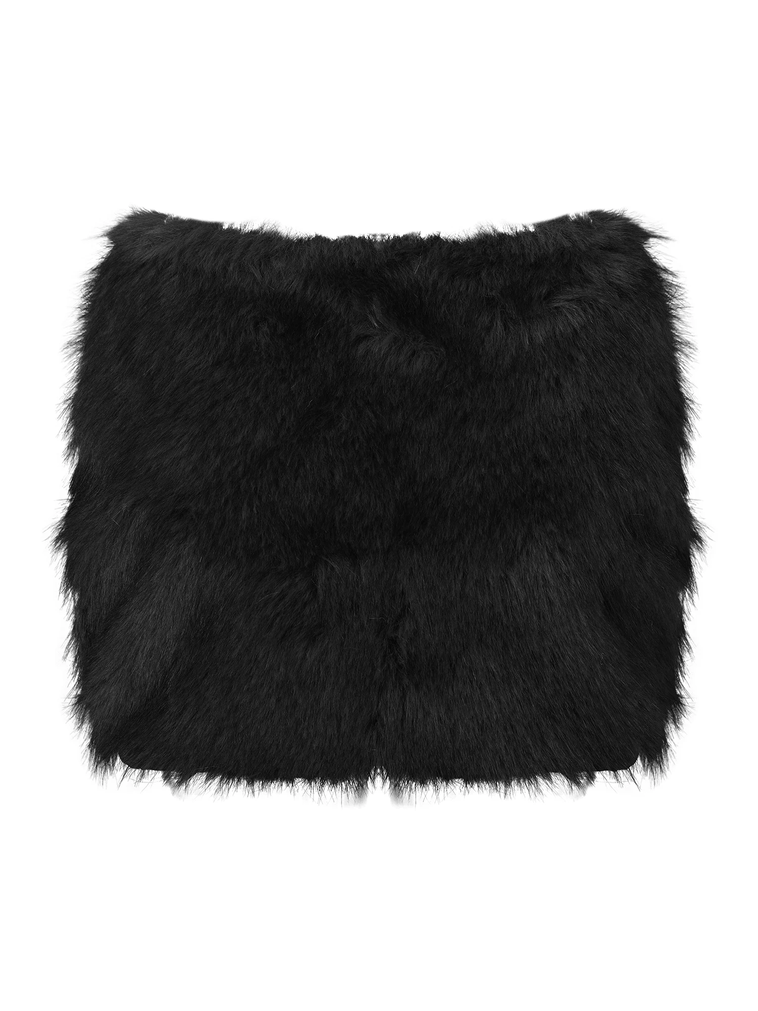 Women s Faux Fur Mini Skirts Fashionable Casual Solid Color Low Rise Going Out Fuzzy Skirt