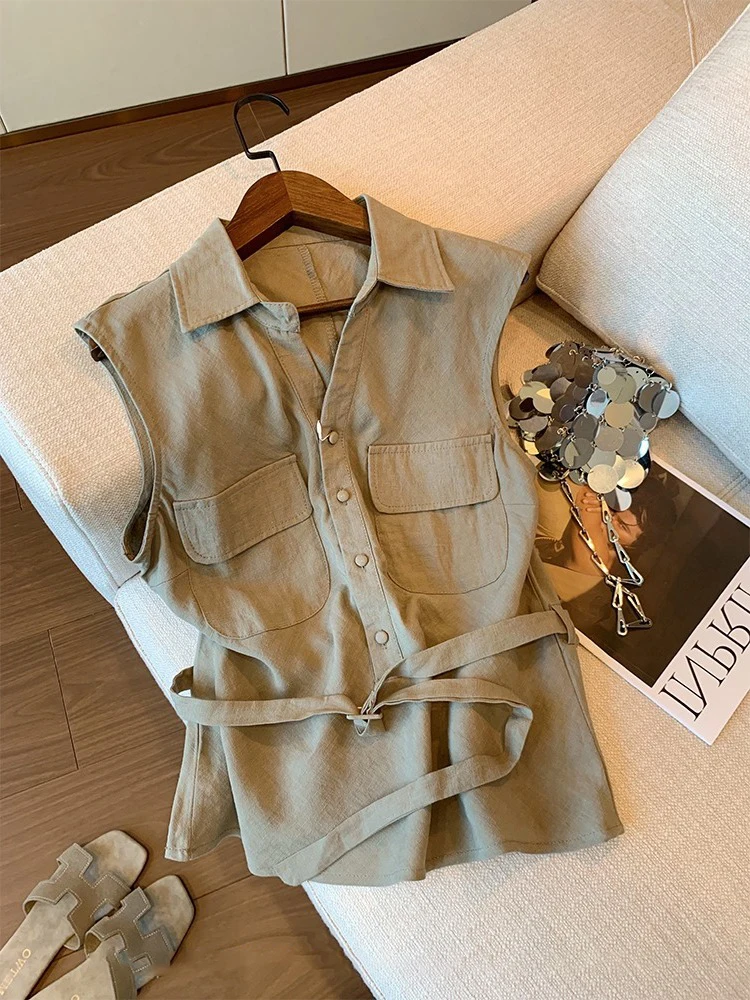 Ele V-Ne Bow-Tie Svel irt Dames Faionable Retro Taille-Cinching Collarl Top Trendy Koreaanse Sle Zomer