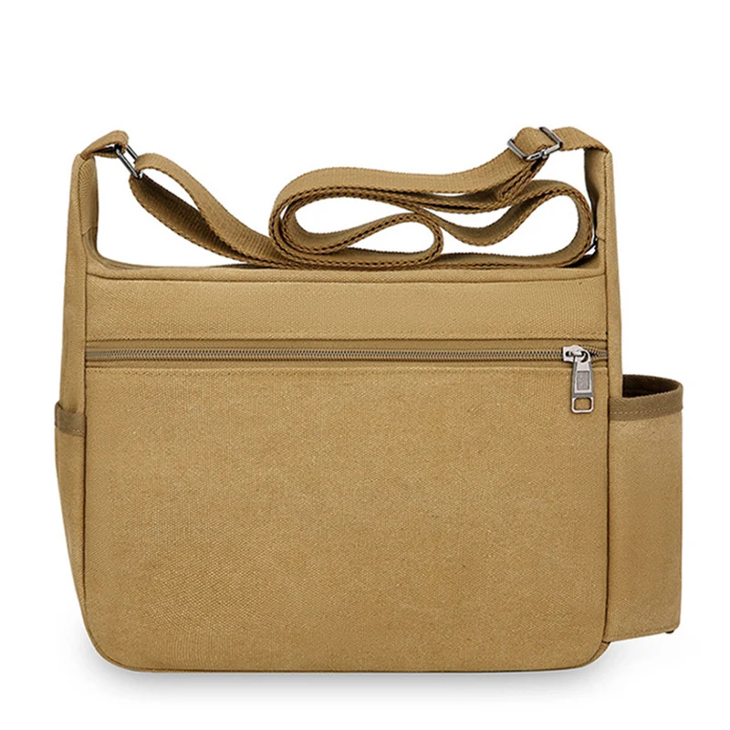 Canvas Package Commuter Shoulder Bag Large Capacity Crossbody Bags Multifunctional Pack with Bottle Pocket Casual Travel Daypack