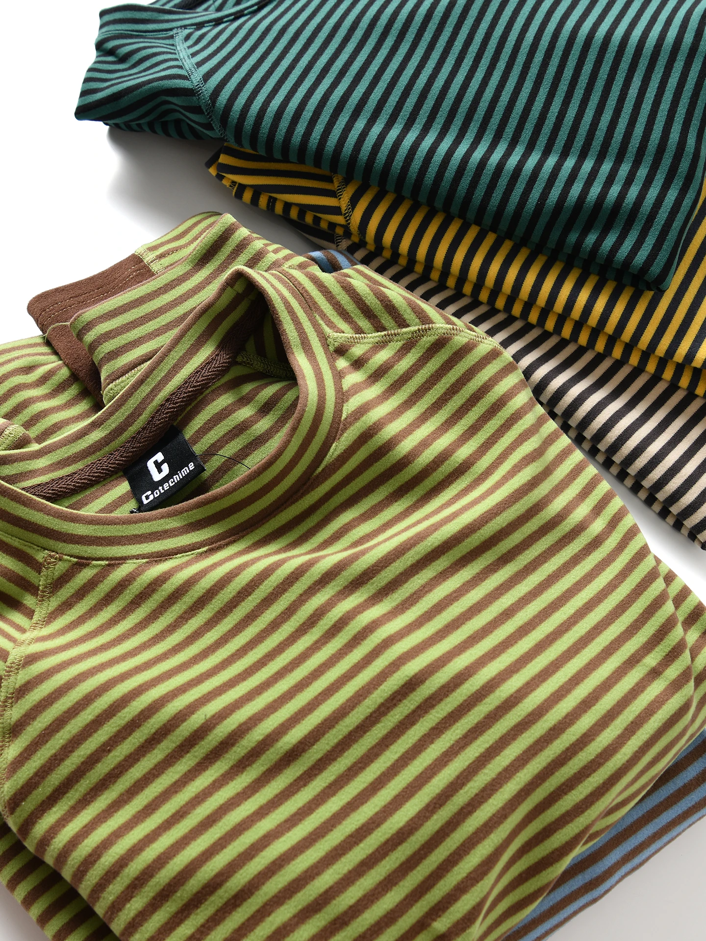 

Men's round Neck Long Sleeve Fleece Sweatshirt Casual Stripe Breathable Warm High Elasticity Chinese Production Autumn Winter