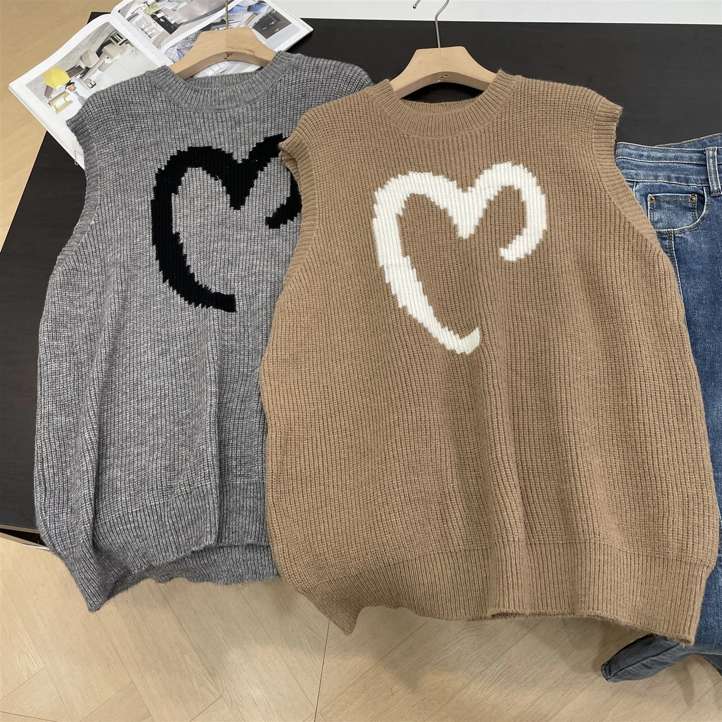 

Faionable американский жилет с принтом в стиле ретро, осень-зима, Новое поступление, женский милый свитер прямого кроя, длинный све S...