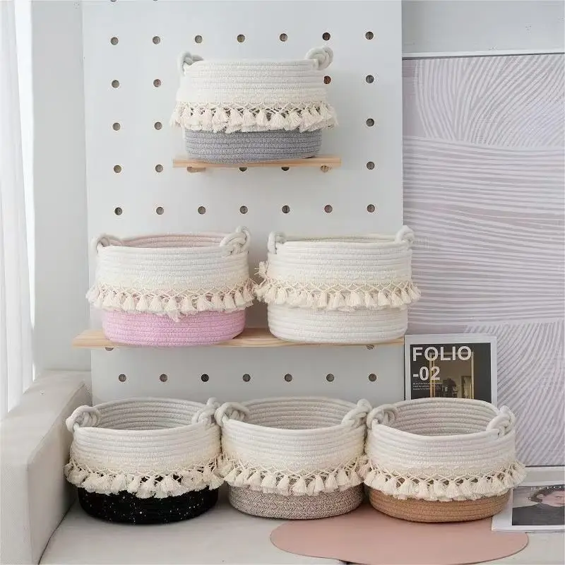 

Large Capacity Cotton Thread Storage Basket Multipurpose Sundries Organizer Household Frame Makeup Snacks Portable Storage Box