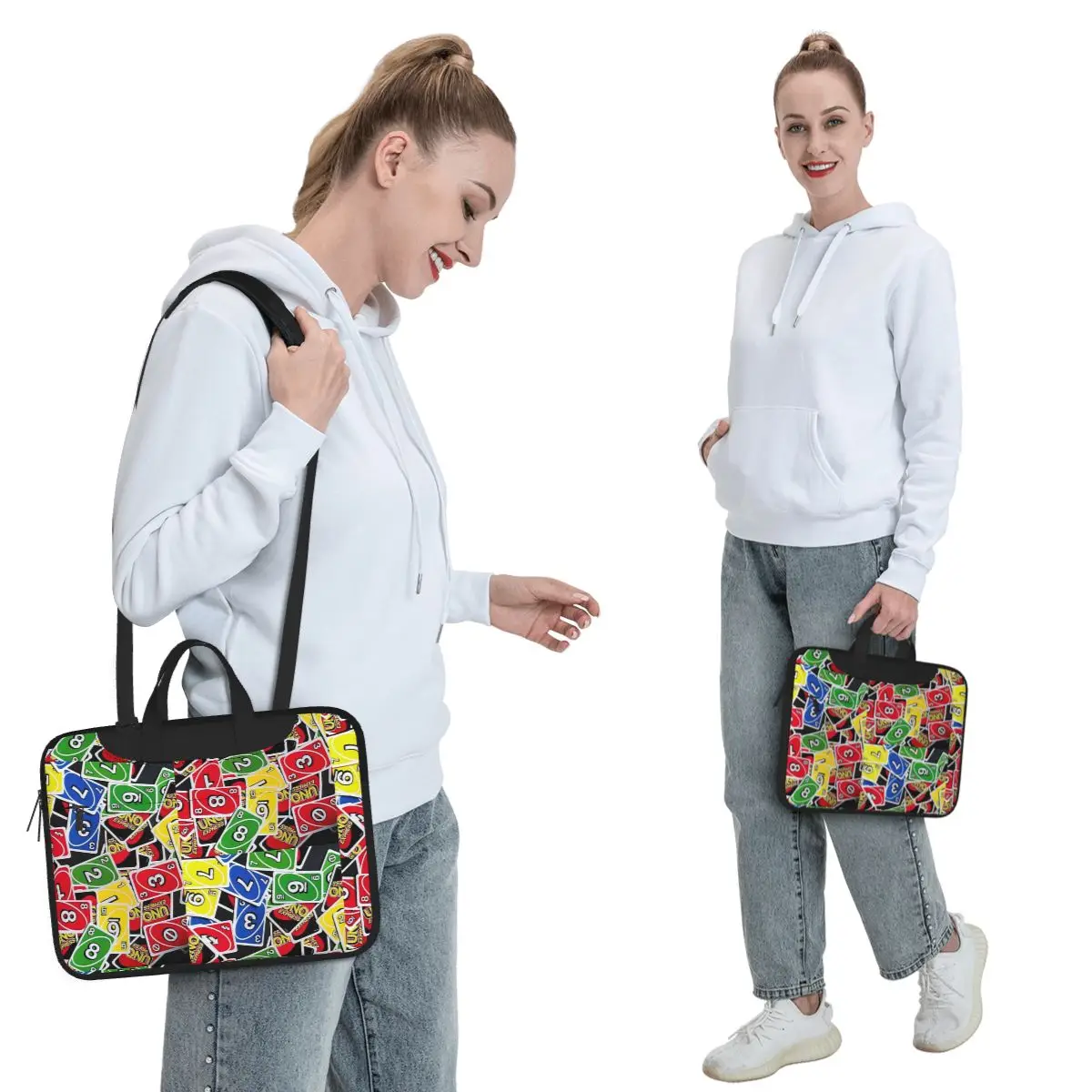 Uno Playing Cards Express - Pattern Crossbody Laptop Bag Case Computer Bag 13 14 15.6 Inch Notebook Pouch for Macbook Pro Lenovo