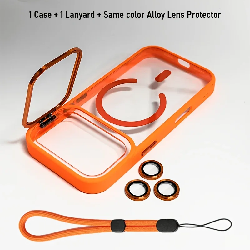 Luxuriöse Magnetische Metall-Ständerhülle mit Lanyard Kompatibel mit iPhone 18 Pro Max 17 16 15 14 13 Transparente Schutzhülle – Detail 1
