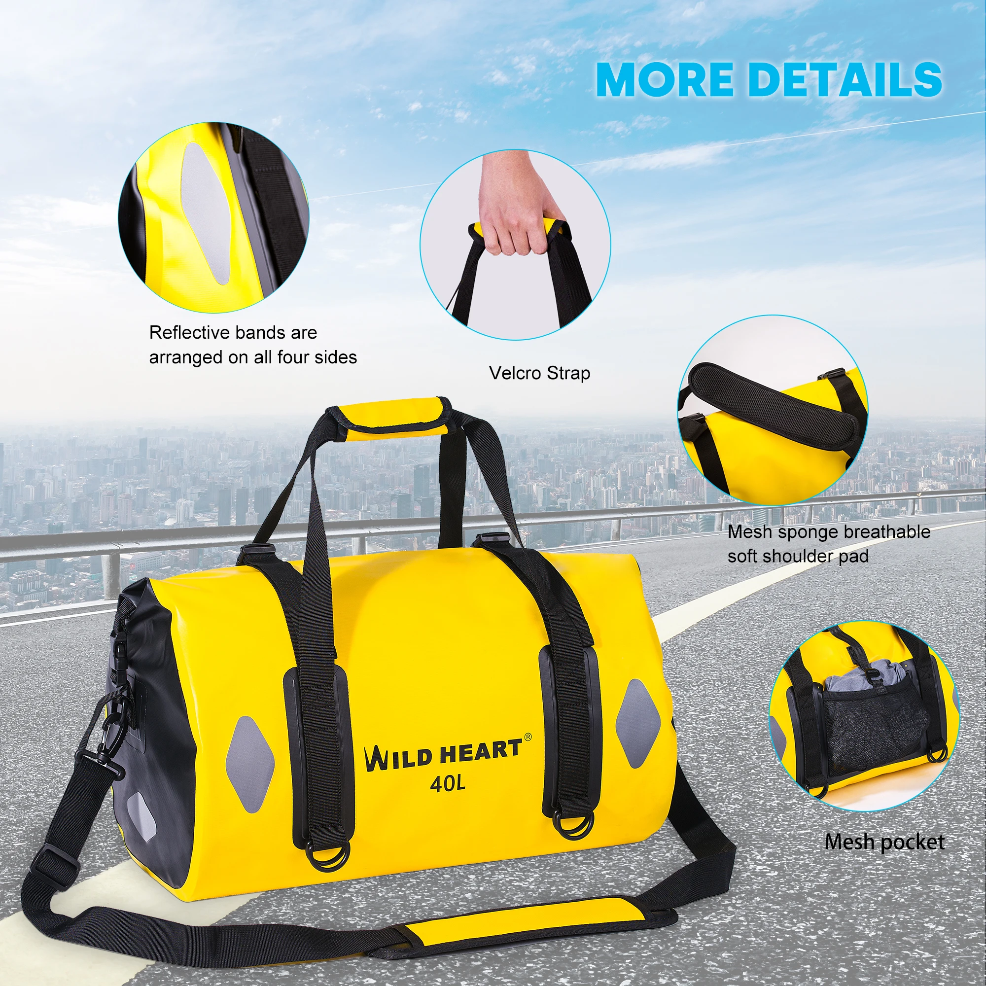 WILD HEART Waterproof Bicycle Rear Rack Bag Motorcycle Side Bag Large Capacity Tail Bag Luggage Pack for Bike Cycling Motorbike
