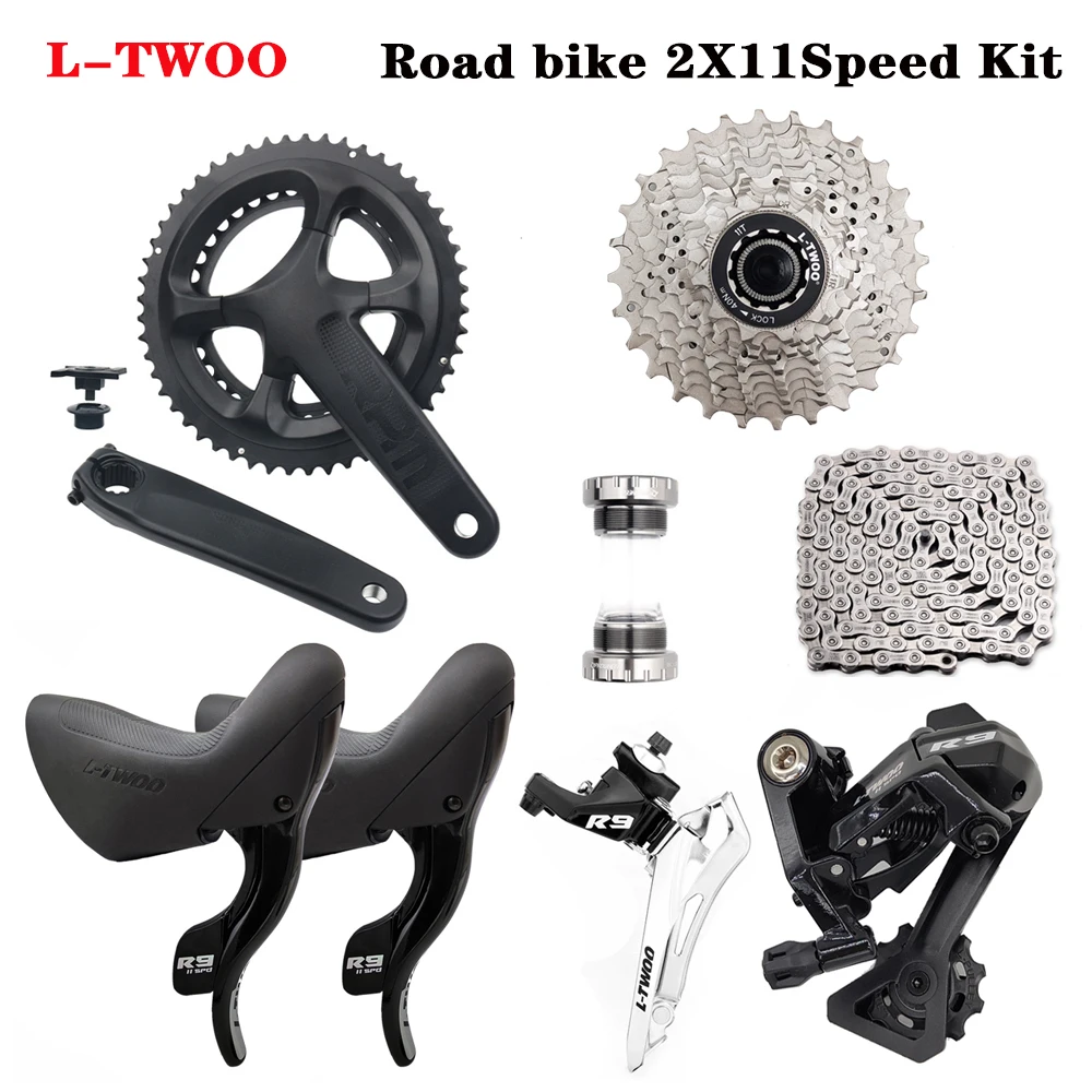 LTWOO R9 2x11S large Groupset R9 Shift Lever Rear Derailleur PROWHEEL RPM-170/172.5-50/34T Crank HG601 Chain LTWOO K7 flywheel