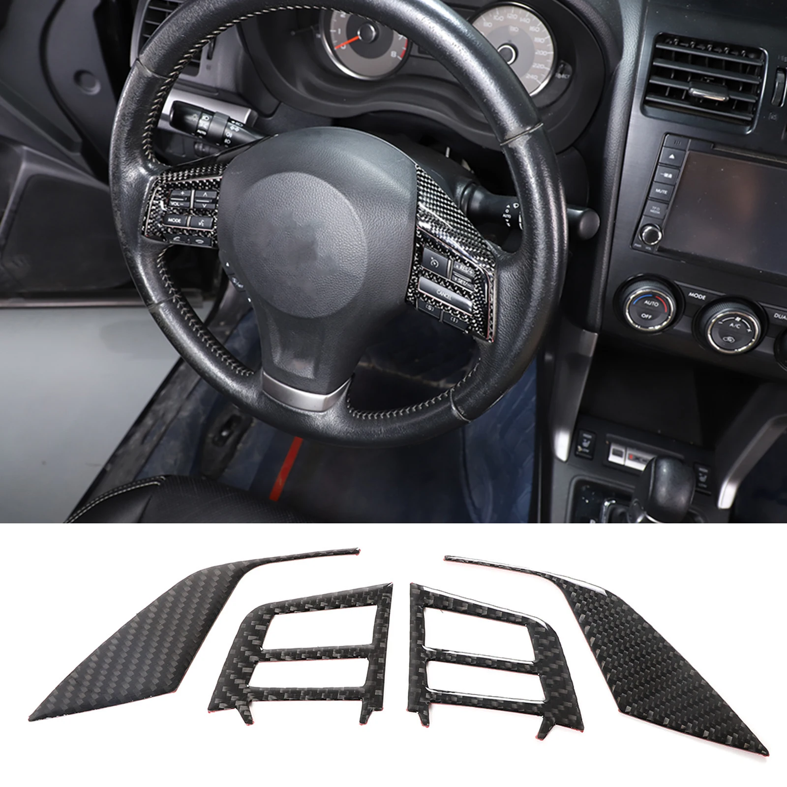 

Soft Carbon Fiber Car Steering Wheel Button Decorative Frame Sticker For Subaru Forester 2013-2018 Car Interior Accessories