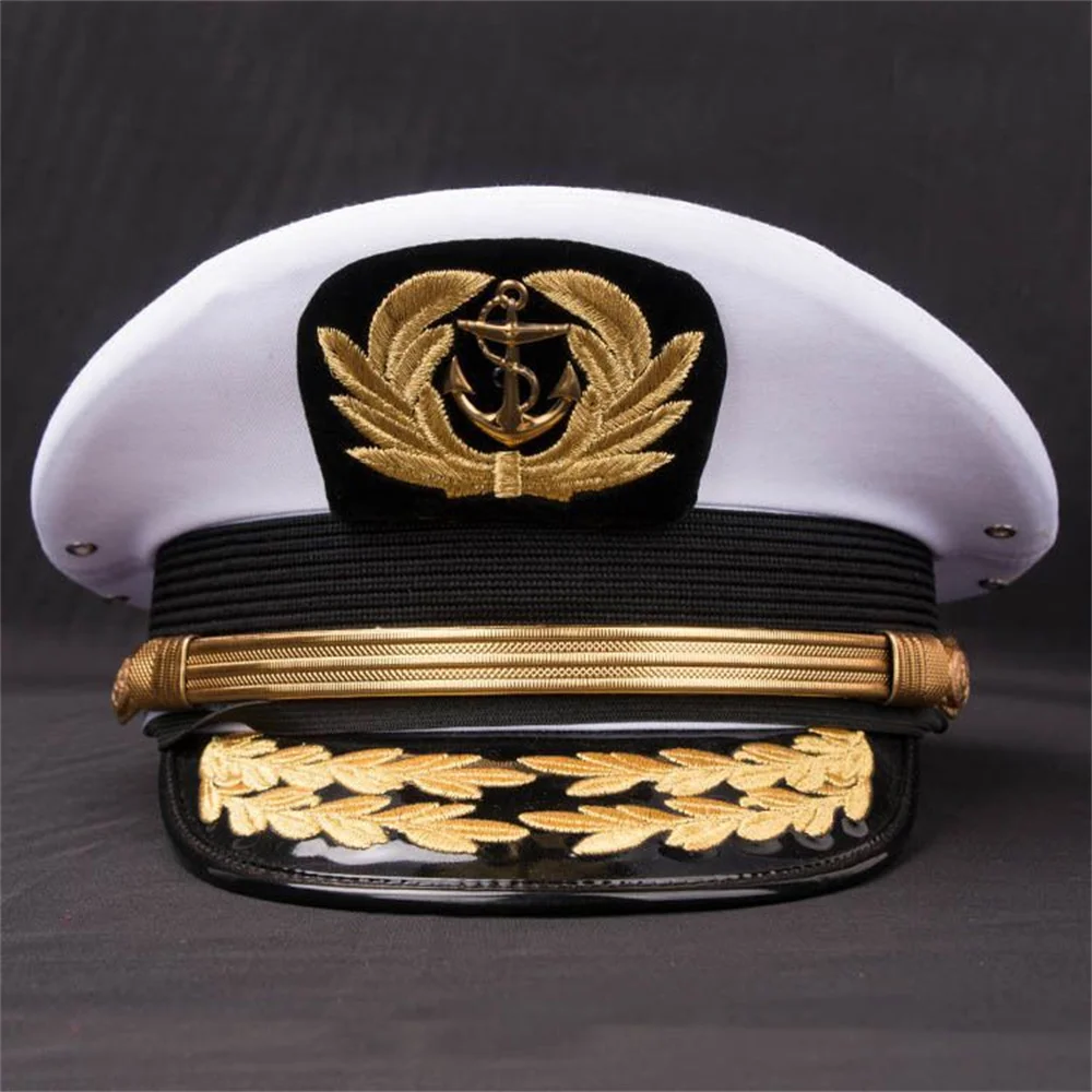 Navigator Seaman Cap Embroidered Hat Captain Mariner Men Adjustable Sailor Cap  Waterproof Navy Hat for Men Vintage Military Hat