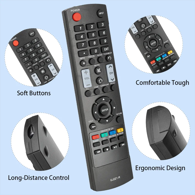 GJ221-R Replacement Remote Control Compatible with Sharp TV GJ221-R GJ221R LC55LE643U LC-55LE643U LC65LE643U