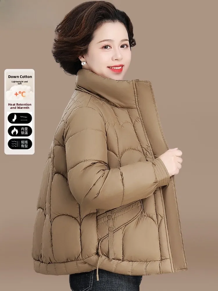 

Faionable ort down Jaet for Middle-Aged Mothers Autumn Winter Outerwear Polyester Fiber Thiened Zipper Closure Pure C...