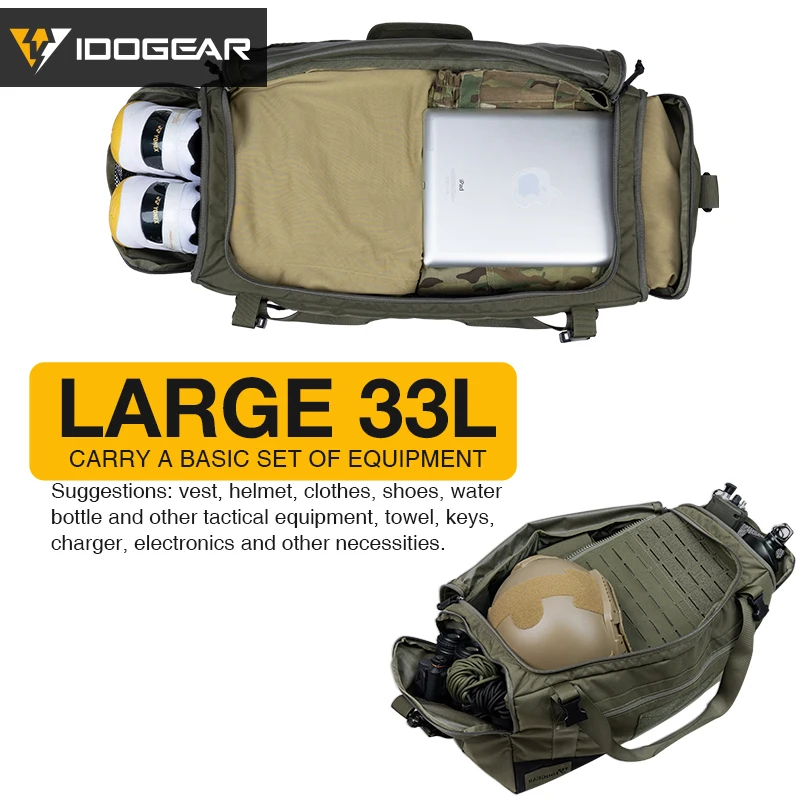 IDOGEAR Tactical Deployment Bag 33L Capacity Sports Crossbody Bag Outdoor Hiking Shoes Bag 35117