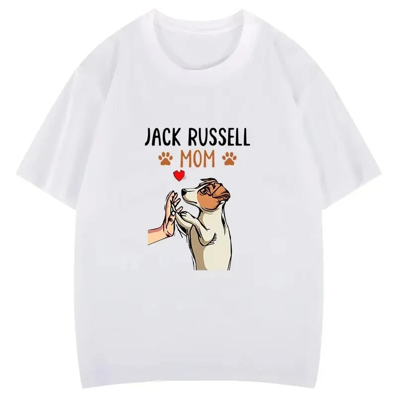 Jack Russell Terrier Mom Cute Dog Mama T-Shirt Funny Printed Blouse Women Clothing Creative Popular Aesthetics Tops Personality