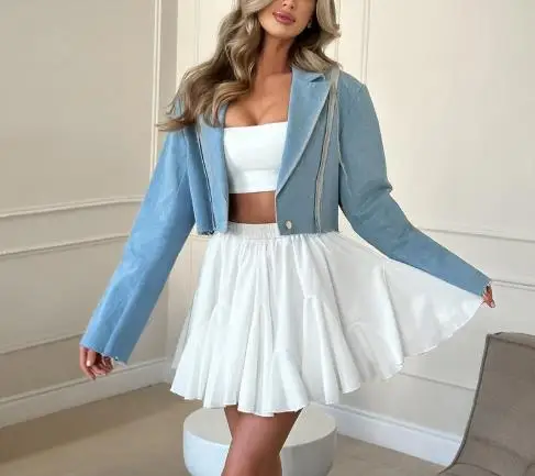 

Women's Sexy Chiffon White Pleated Skirt Female Daily Clothing 2025 Summer New Fashion Versatile Mini Skirt for Women
