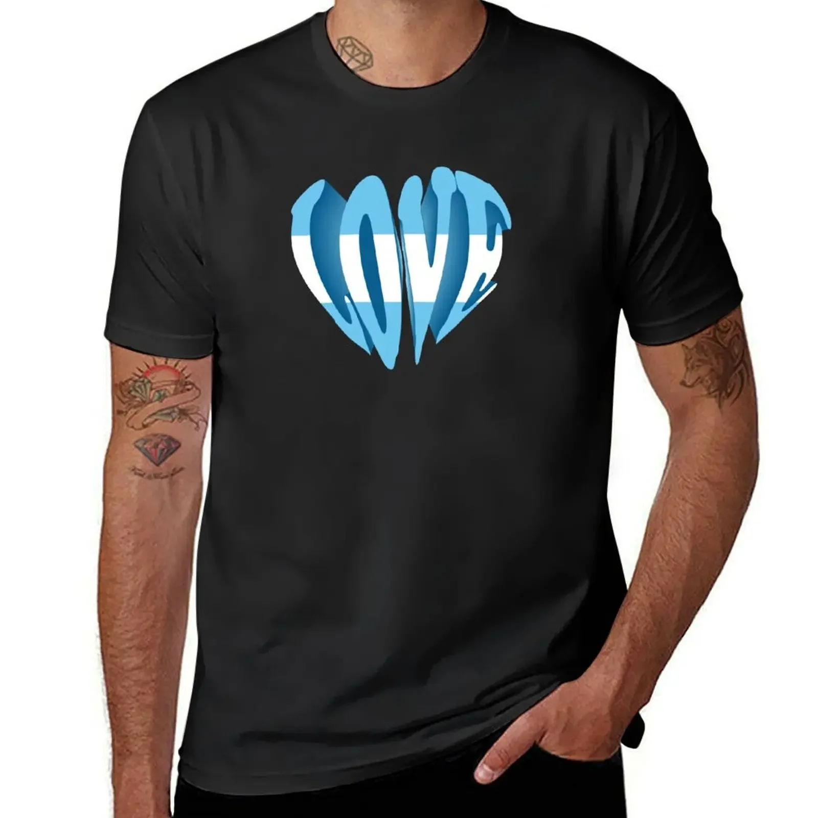 Argentina Flag Colour Heart T-Shirt cute tops customs shirts graphic tees designer t shirt men