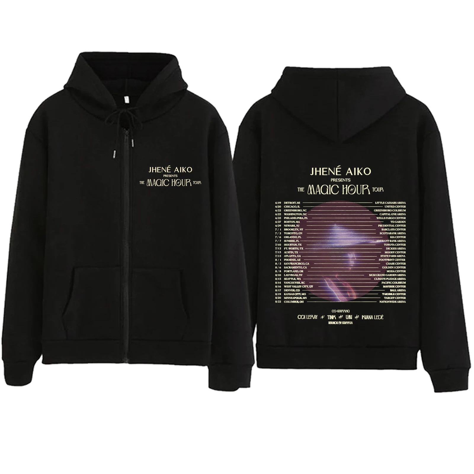 Jhene Aiko The Magic Hour Tour 2024 Zipper Hoodie Harajuku Pullover Tops Streetwear Music Fans Gift V-Neck Sweatshirts