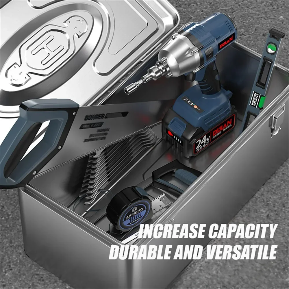 Stainless Steel Tool Box Hardware Tool Portable Storage Thickened Tin Box Electric Woodworking Repair Box