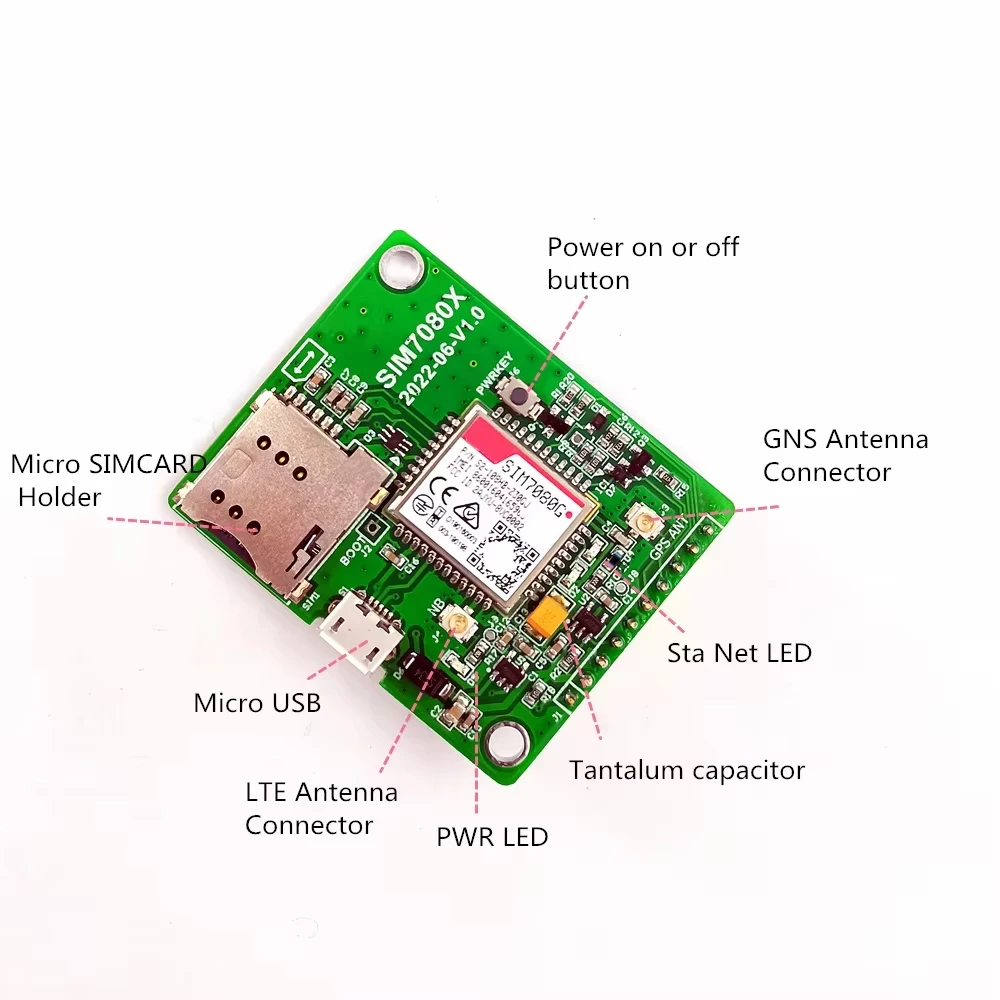 SIMCOM SIM7080G Breakout Multi-Band CAT-M and NB-IoT Module Development Board With Embedded CA-L01 4G CAT1 CA-G01 GNSS Antenna