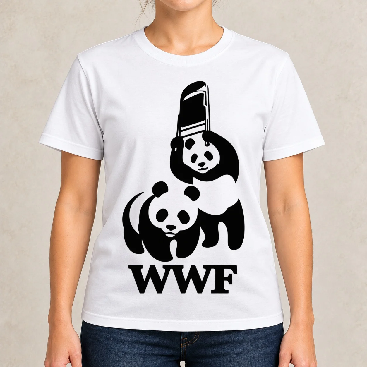 wwf panda logo inspired minimalist – cute wildlife conservation style artwork Classic Women T-Shirt animal prinfor t shirt Women