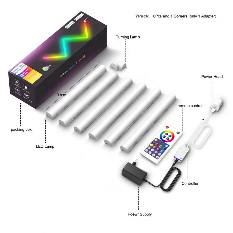 ضوء RGBIC جديد مثبت على الحائط يعمل بالتحكم عن بعد بجانب السرير، ضوء ديكور داخلي ذكي إبداعي #5
