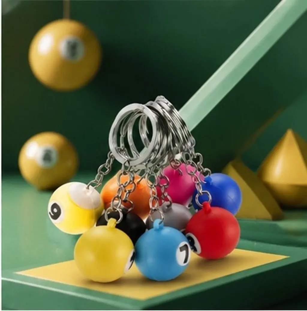 9Pcs Billiards Ball Keychains Creative Simulation Billiard Ball Design Perfect Companion for Keys Bags Keychain