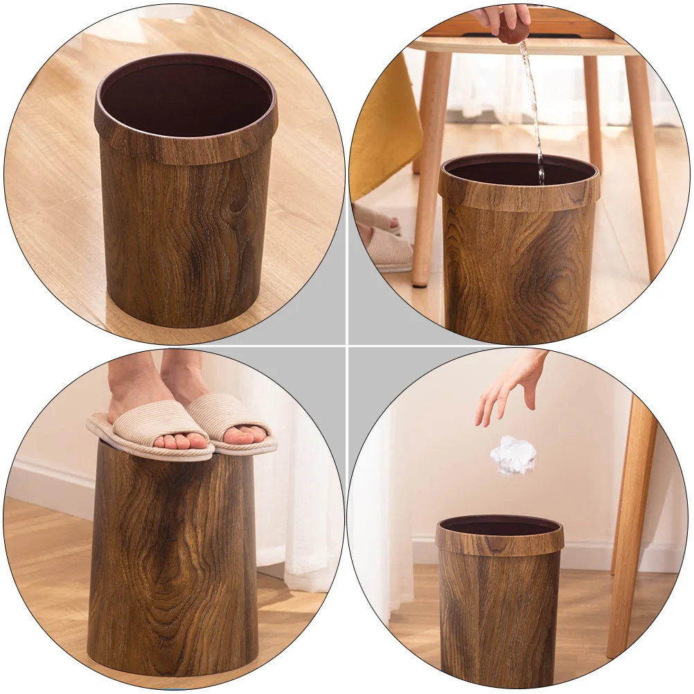 

Retro Trash Can Household Garbage Bucket Plastic Storage Living Room Office Vintage Decor Kitchen Bedroom Hotel Use Easy Clean